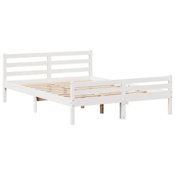 Bettgestell mit Kopfteil ohne Matratze Weiß 135x190 cm