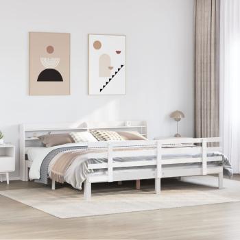ARDEBO.de - Bettgestell mit Kopfteil ohne Matratze Weiß 180x200 cm