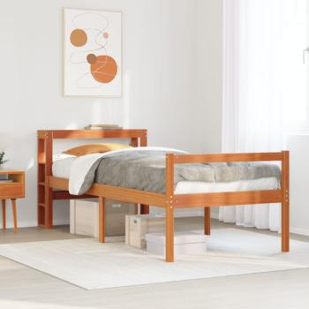 ARDEBO.de - Bettgestell mit Kopfteil ohne Matratze Wachsbraun 75x190 cm