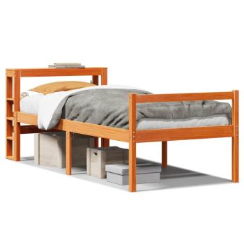Bettgestell mit Kopfteil ohne Matratze Wachsbraun 75x190 cm