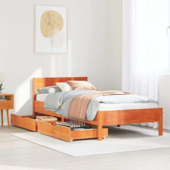 ARDEBO.de - Massivholzbett ohne Matratze Wachsbraun 90x200 Kiefernholz