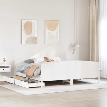 ARDEBO.de - Massivholzbett ohne Matratze Weiß 160x200 Kiefernholz