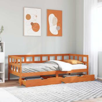 ARDEBO.de - Tagesbett mit Schubladen Wachsbraun 80x200 cm Massivholz Kiefer