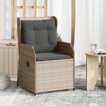 ARDEBO.de - Gartensessel mit Kissen 2 Stk. Verstellbar Hellgrau Poly Rattan