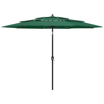 ARDEBO.de - Sonnenschirm mit Aluminium-Mast 3-lagig Grün 3 m