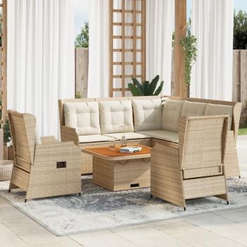 ARDEBO.de - 5-tlg. Garten-Lounge-Set mit Kissen Beige Poly Rattan