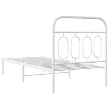 Bettgestell mit Kopfteil Metall Weiß 80x200 cm