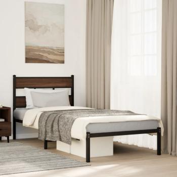 ARDEBO.de - Bettgestell ohne Matratze mit Kopfteil Braun Eiche 80x200 cm
