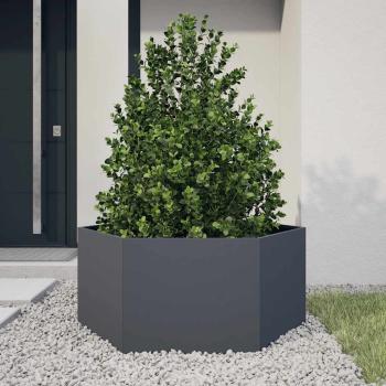 ARDEBO.de - Pflanzkübel Anthrazit Sechseckig 104x90x45 Stahl