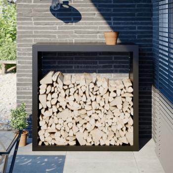 ARDEBO.de - Brennholzregal Schwarz 100x40x100 cm Stahl