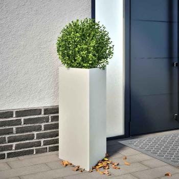 ARDEBO.de - Pflanzkübel Weiß Dreieckig 40x34,5x75 cm Stahl