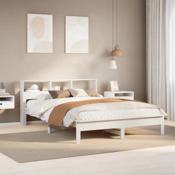 ARDEBO.de - Massivholzbett ohne Matratze Weiß 135x190 cm Kiefernholz