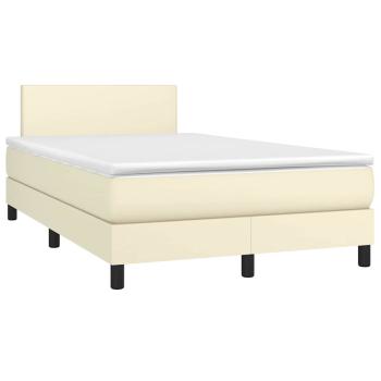 Boxspringbett mit Matratze & LED Creme 120x200 cm Kunstleder
