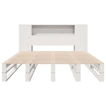 Massivholzbett mit Regal ohne Matratze Weiß 135x190 cm