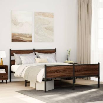 ARDEBO.de - Bettgestell ohne Matratze Braun Eiche 137x190 cm Holzwerkstoff