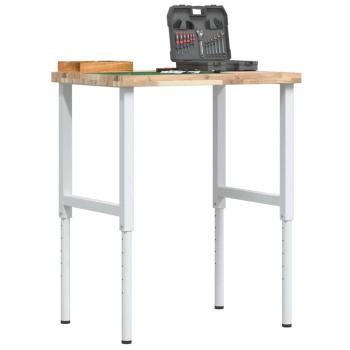 ARDEBO.de - Werkbank 80x60x(73-99,5) cm Massivholz Akazie Rechteckig