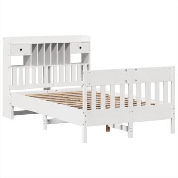 Massivholzbett ohne Matratze Weiß 135x190 cm Kiefernholz