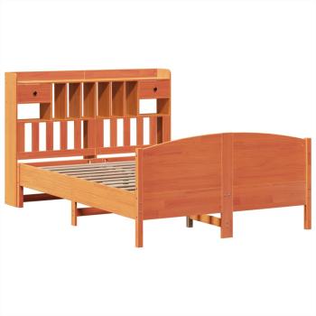 Massivholzbett mit Regal ohne Matratze Wachsbraun 160x200 cm