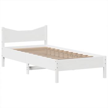 Massivholzbett ohne Matratze Weiß 75x190 cm Kiefernholz