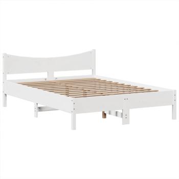 Massivholzbett ohne Matratze Weiß 140x190 cm Kiefernholz