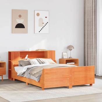 ARDEBO.de - Massivholzbett ohne Matratze Wachsbraun 135x190 cm Kiefernholz