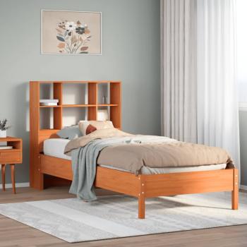 ARDEBO.de - Massivholzbett mit Regal ohne Matratze Wachsbraun 100x200 cm