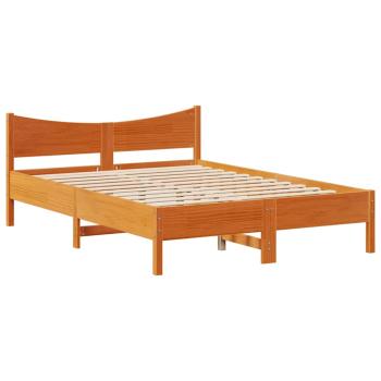 Massivholzbett ohne Matratze Wachsbraun 135x190 cm Kiefernholz