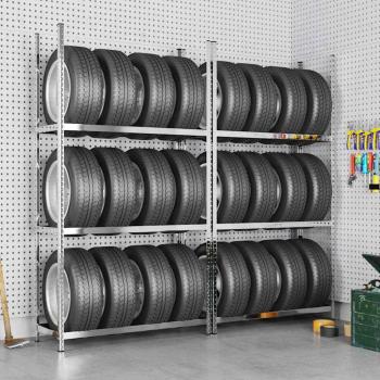 ARDEBO.de - Reifenregale mit 3 B?den 2 Stk. Silbern 110x40x200 cm Stahl
