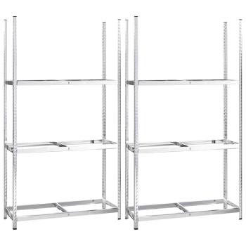 Reifenregale mit 3 B?den 2 Stk. Silbern 110x40x200 cm Stahl