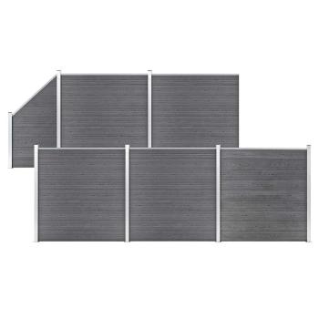 ARDEBO.de - WPC Zaun-Set 5 Quadrate + 1 Schräge 965x186 cm Grau