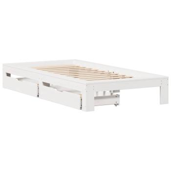 Massivholzbett ohne Matratze Weiß 90x200 cm Kiefernholz