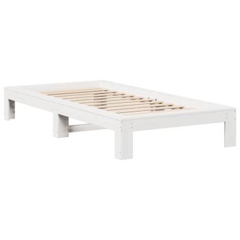 Massivholzbett ohne Matratze Weiß 90x200 cm Kiefernholz