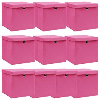 ARDEBO.de - Aufbewahrungsboxen mit Deckeln 10 Stk. Rosa 32x32x32 cm Stoff