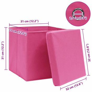 Aufbewahrungsboxen mit Deckeln 10 Stk. Rosa 32x32x32 cm Stoff