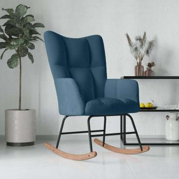 ARDEBO.de - Schaukelstuhl Blau Samt