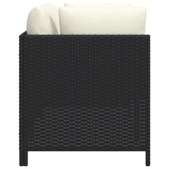 2-Sitzer-Gartensofa mit Kissen Schwarz Poly Rattan