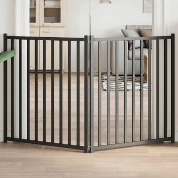 ARDEBO.de - 2-tlg. Hundetor Faltbar Schwarz 160 cm Massivholz Tanne