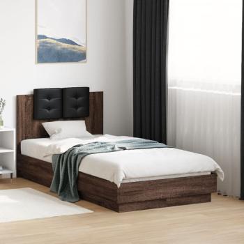 ARDEBO.de - Bettgestell mit Kopfteil Braun Eiche 75x190 cm Holzwerkstoff