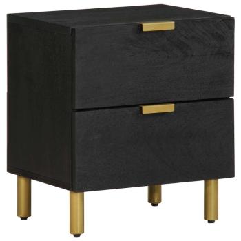 ARDEBO.de - Nachttisch Schwarz 40x33x46 cm Massivholz Mango
