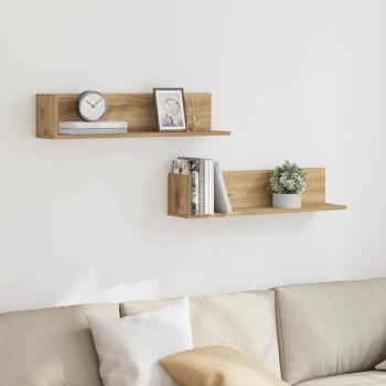 Wandregale 2 Stk. Artisan-Eiche 75x16,5x16,5 cm Holzwerkstoff