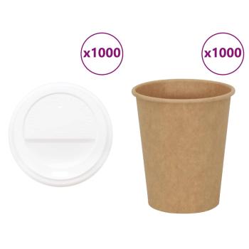 ARDEBO.de - Pappbecher mit Deckeln 1000 Stk. 8oz 200ml