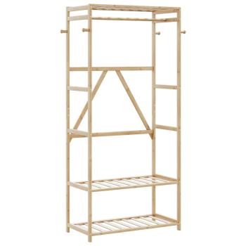 ARDEBO.de - Kleiderständer mit Ablagen 80x40x175 cm Bambus