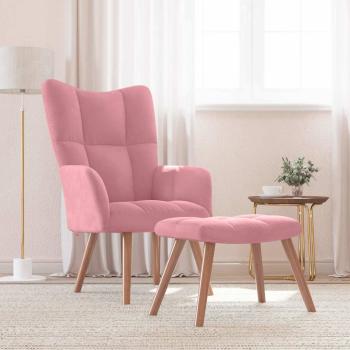 ARDEBO.de - Relaxsessel mit Hocker Rosa Samt