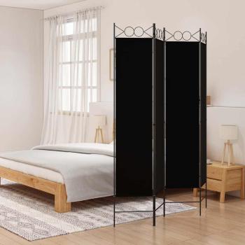 ARDEBO.de - 4-tlg. Paravent Schwarz 160x200 cm Stoff