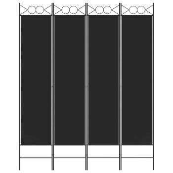 4-tlg. Paravent Schwarz 160x200 cm Stoff