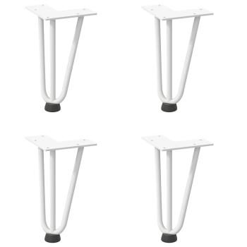 Haarnadelbeine für Couchtisch 4 Stk. Weiß 20 cm Massivstahl