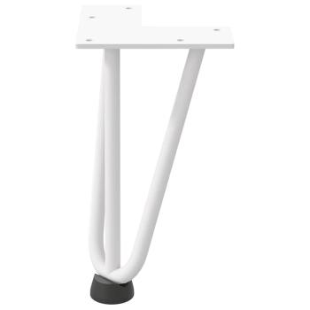 Haarnadelbeine für Couchtisch 4 Stk. Weiß 20 cm Massivstahl