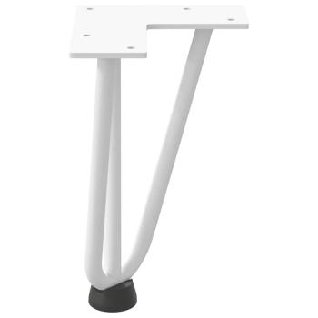 Haarnadelbeine für Couchtisch 4 Stk. Weiß 20 cm Massivstahl