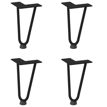 Haarnadelbeine für Couchtisch 4 Stk. Schwarz 20 cm Massivstahl