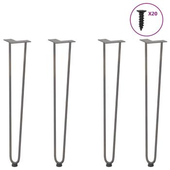 ARDEBO.de - Haarnadelbeine für Konsolentische 4 Stk. Naturstahl 72 cm
